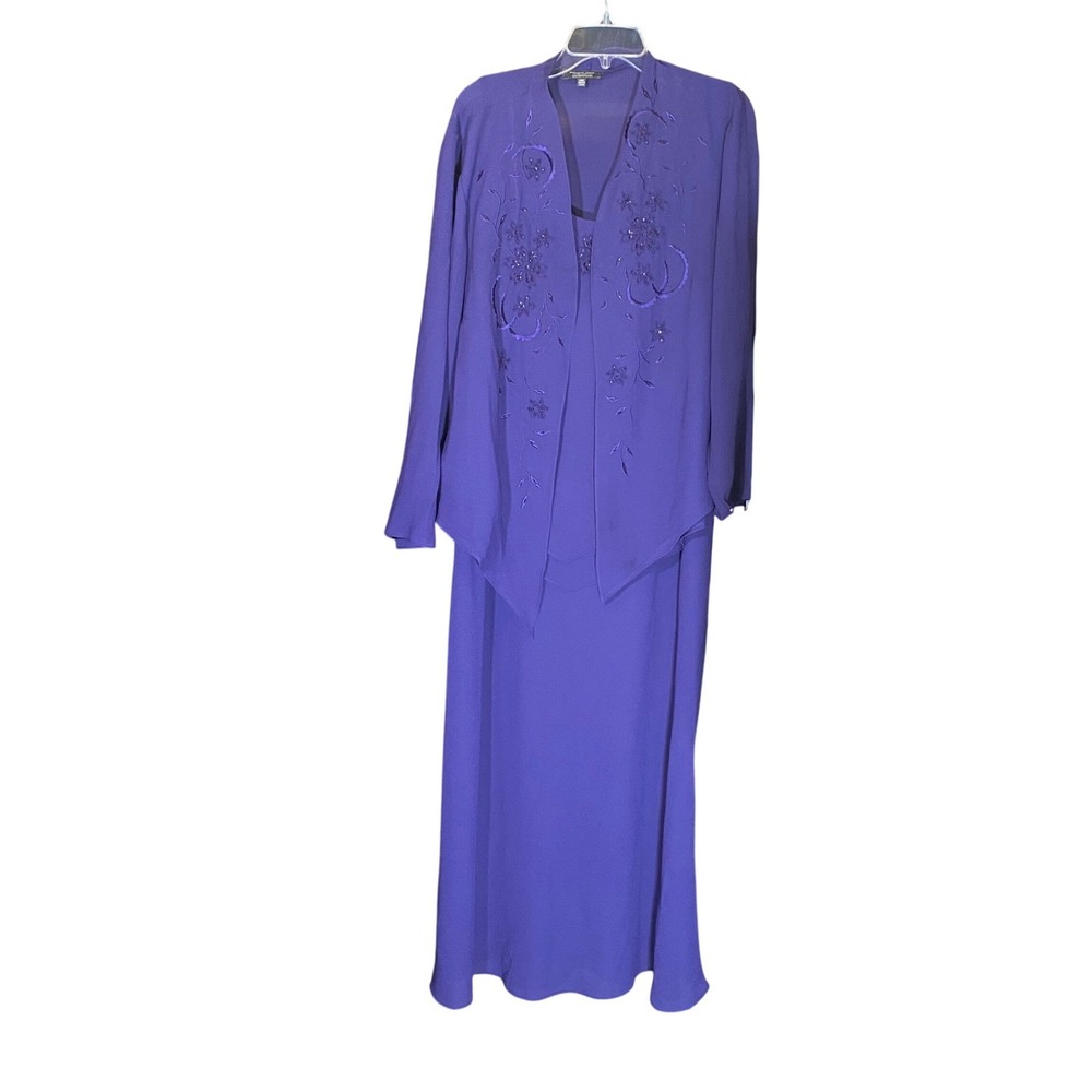 Dressbarn Woman Collection Purple‎ Beaded Embellished Jacket Dress Set 20W